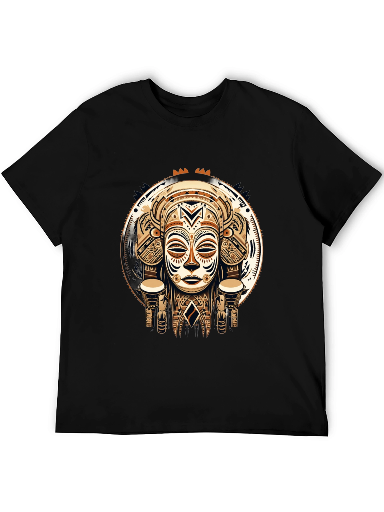 Tribal Mask Graphic Tee - Unique Design