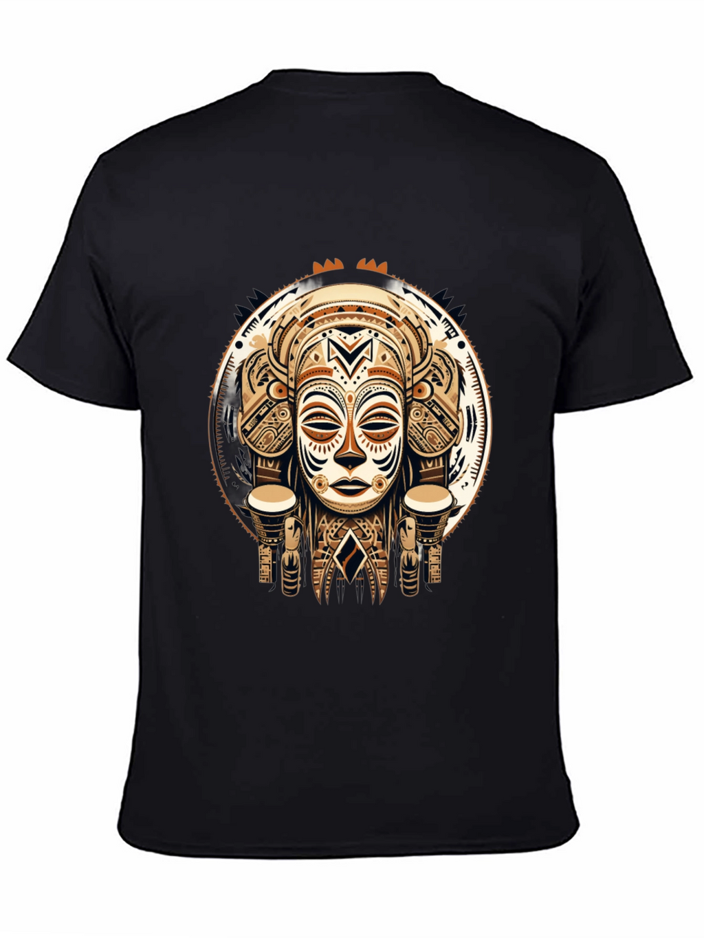 Tribal Mask Graphic Tee - Unique Design