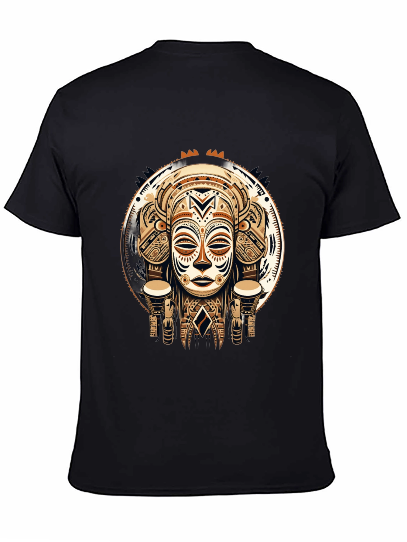 Tribal Mask Graphic Tee - Unique Design