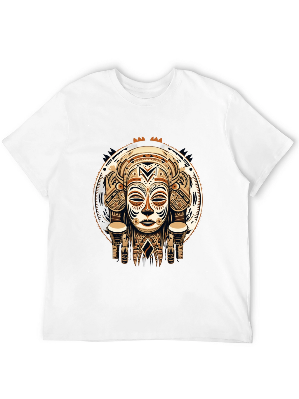 Tribal Mask Graphic Tee - Unique Design
