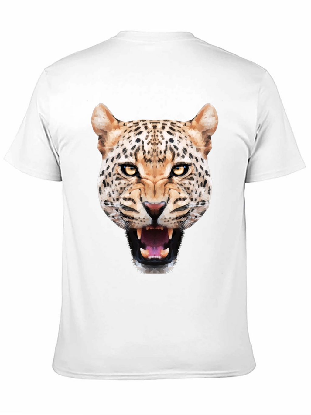 Mens Black T-Shirt with Geometric Leopard Graphic