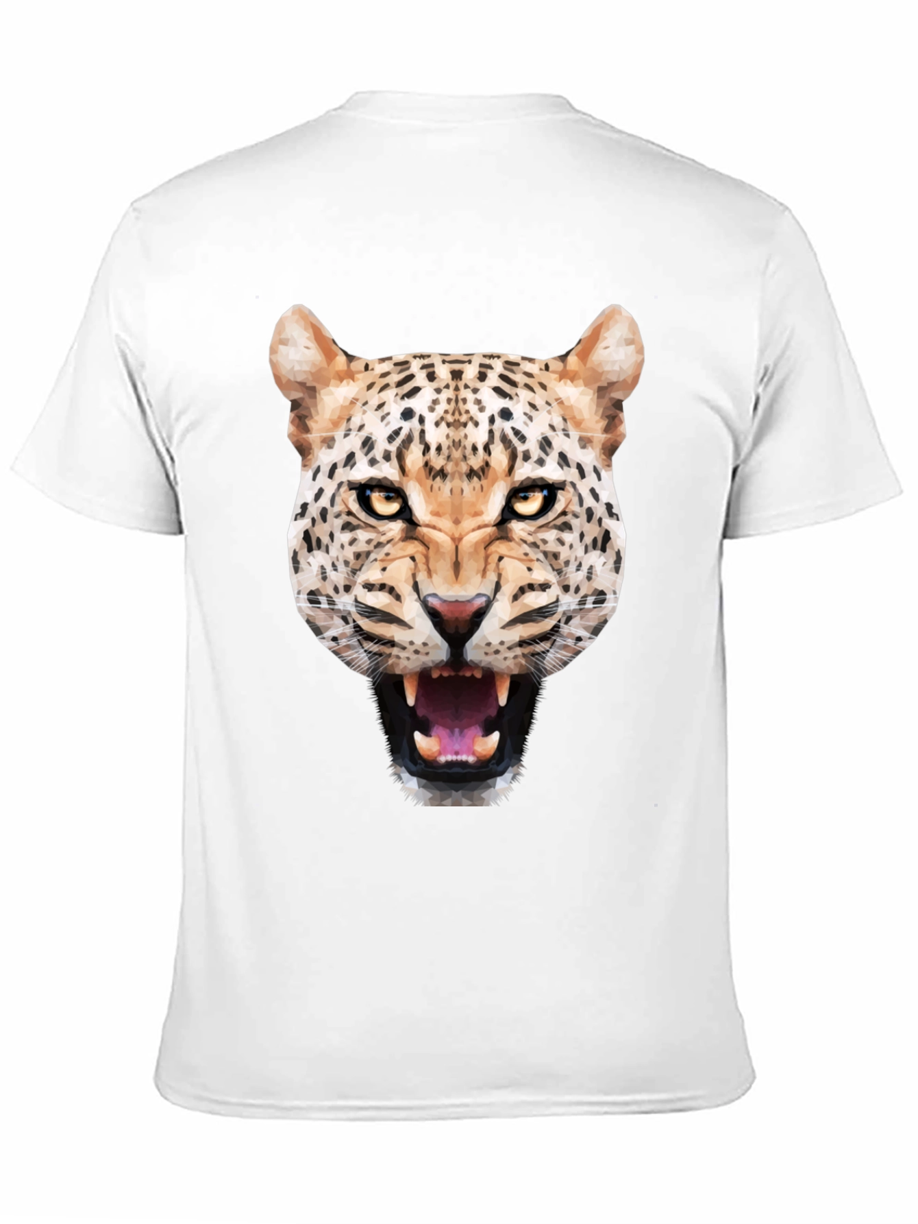Mens Black T-Shirt with Geometric Leopard Graphic