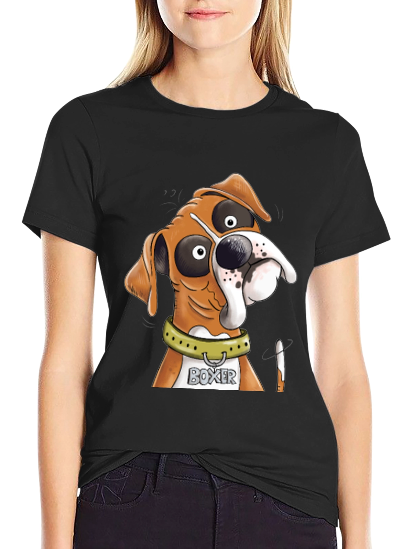 Boxer Dog Cartoon Graphic Tee - Unique Design