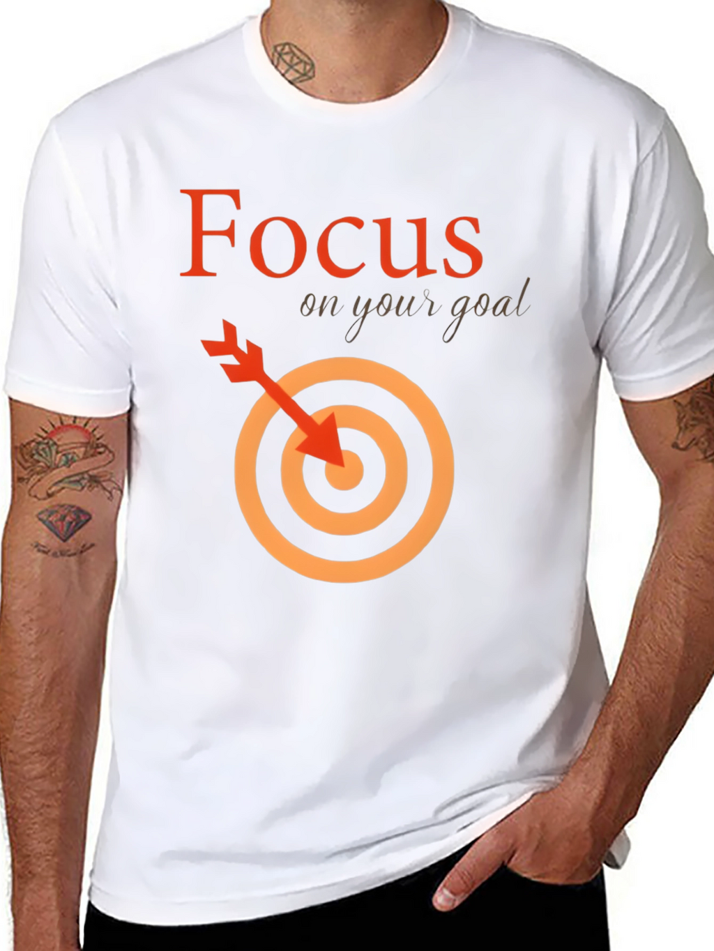 Focus On Your Goal Black Graphic Tee