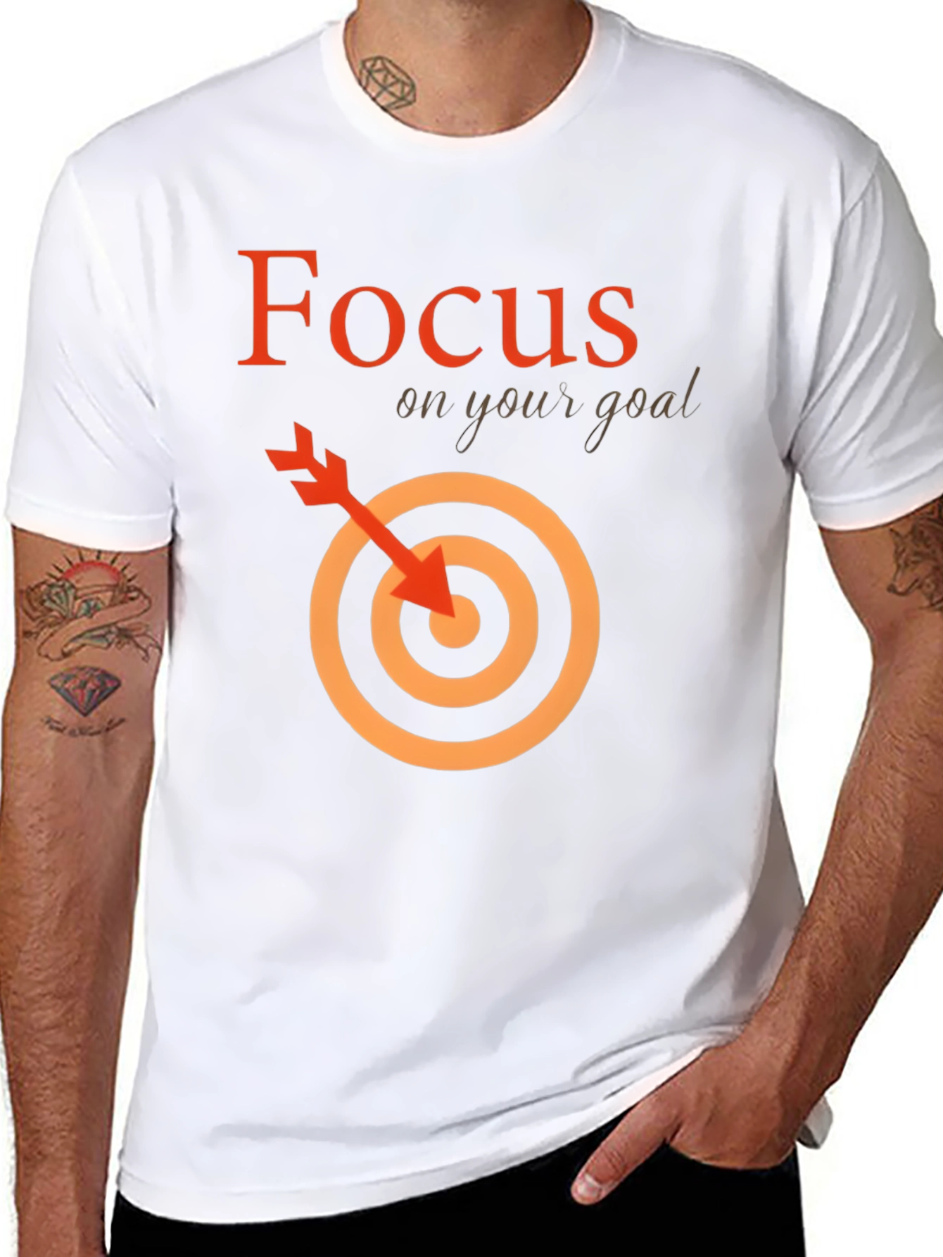 Focus On Your Goal Black Graphic Tee