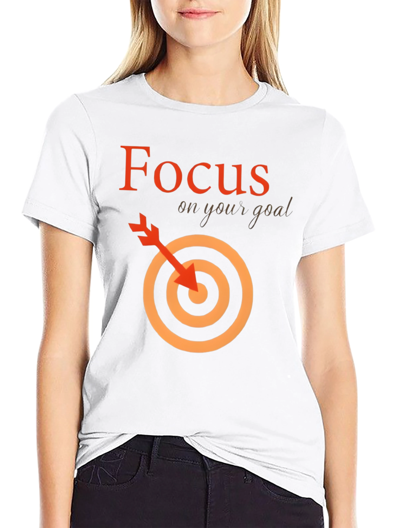Focus On Your Goal Black Graphic Tee