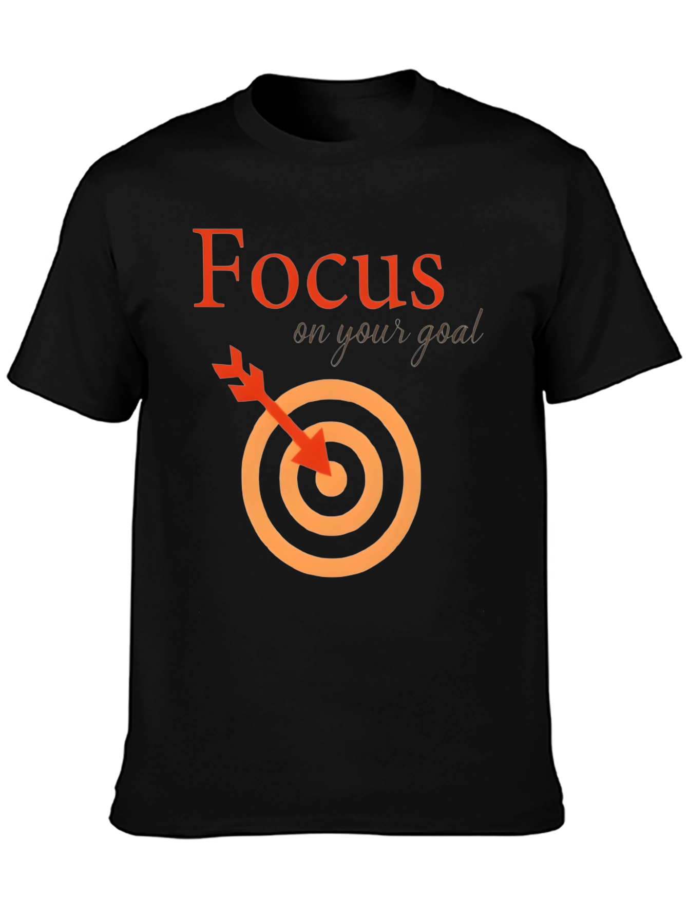 Focus On Your Goal Black Graphic Tee