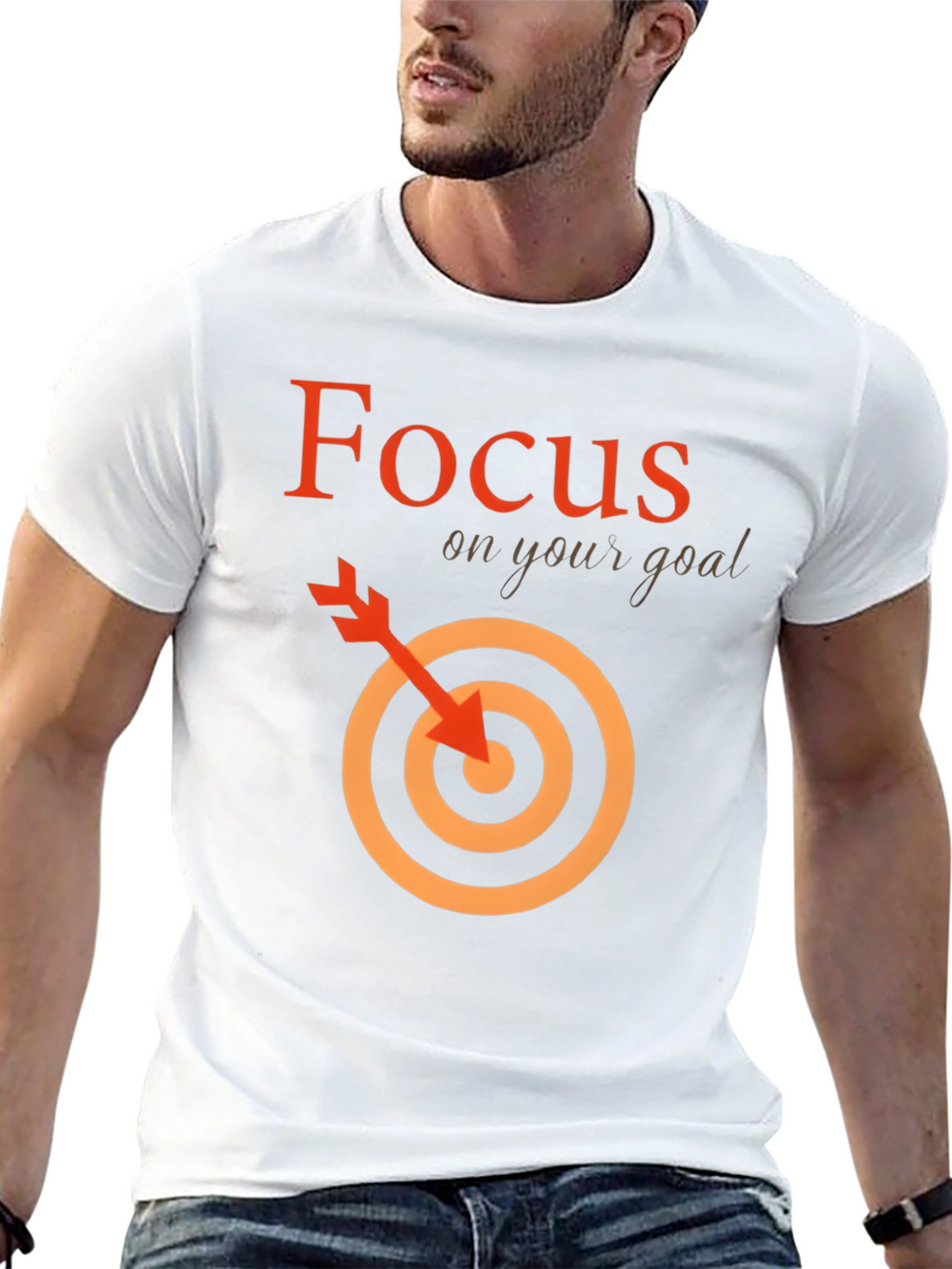 Focus On Your Goal Black Graphic Tee