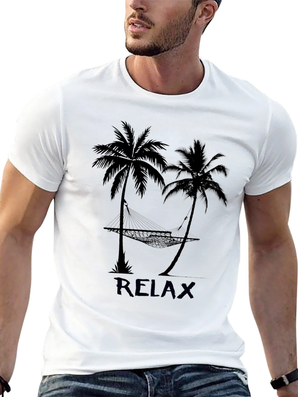 Relax Palm Tree Hammock Graphic T-Shirt