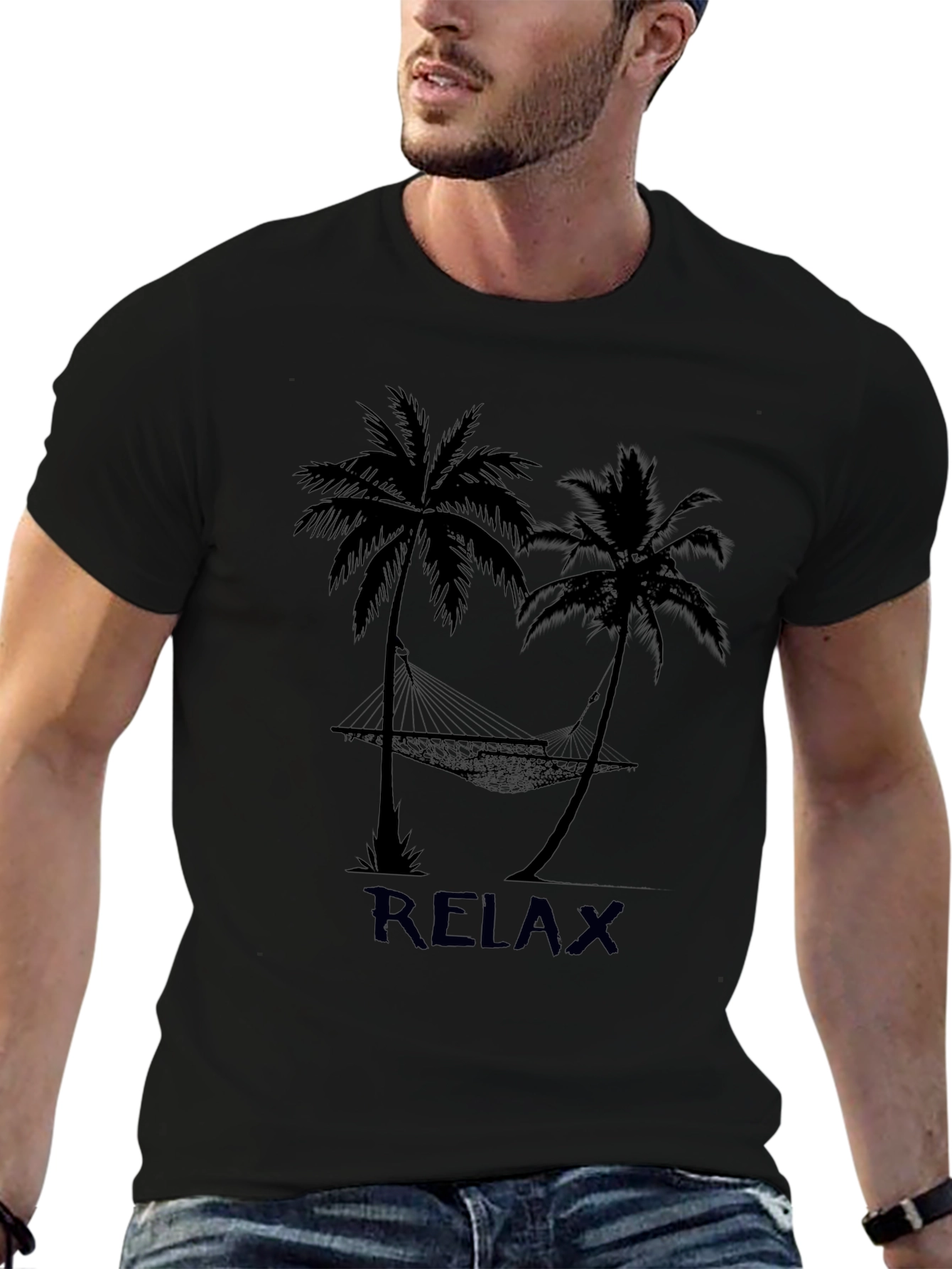 Relax Palm Tree Hammock Graphic T-Shirt