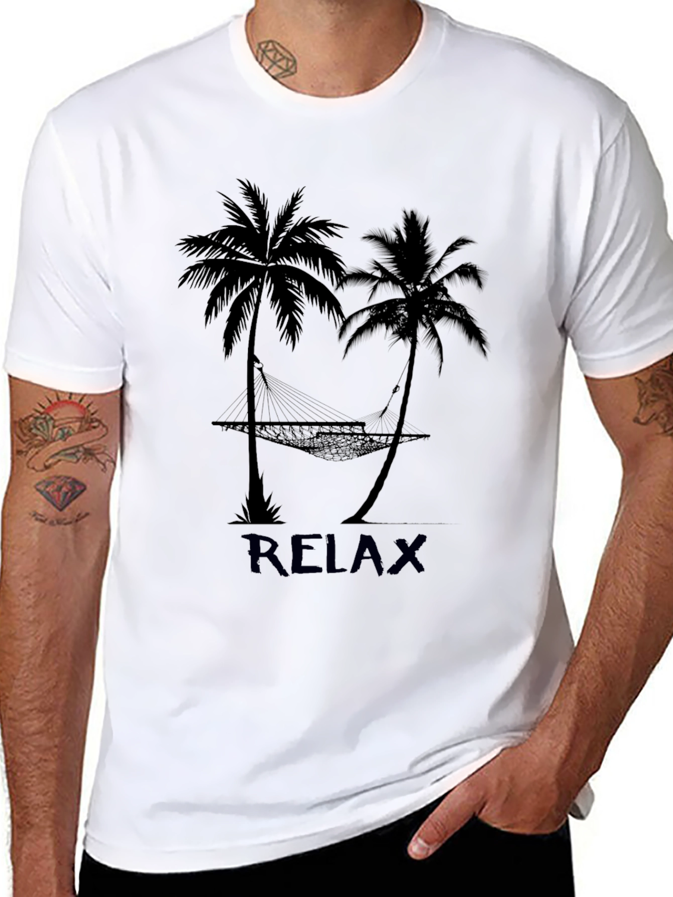 Relax Palm Tree Hammock Graphic T-Shirt