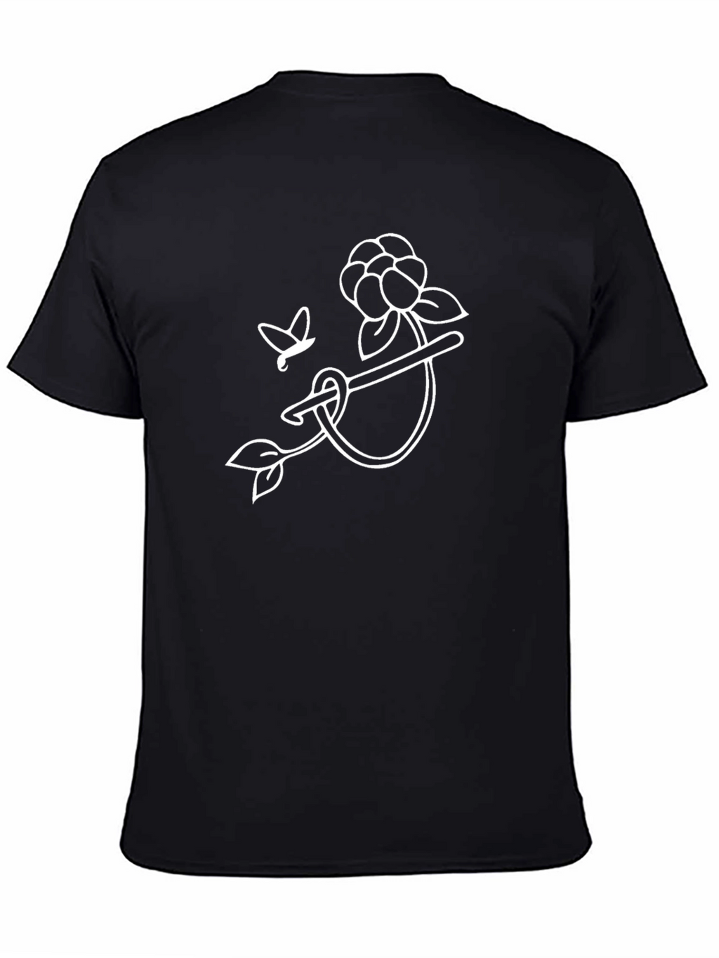 Black Crochet Hook Flower T-Shirt