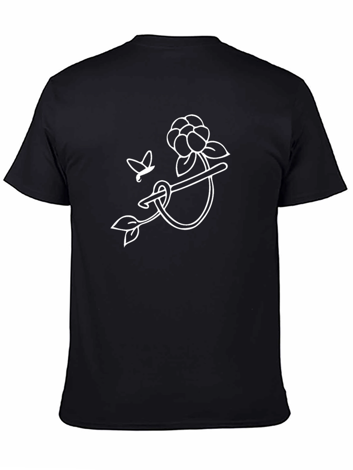 Black Crochet Hook Flower T-Shirt