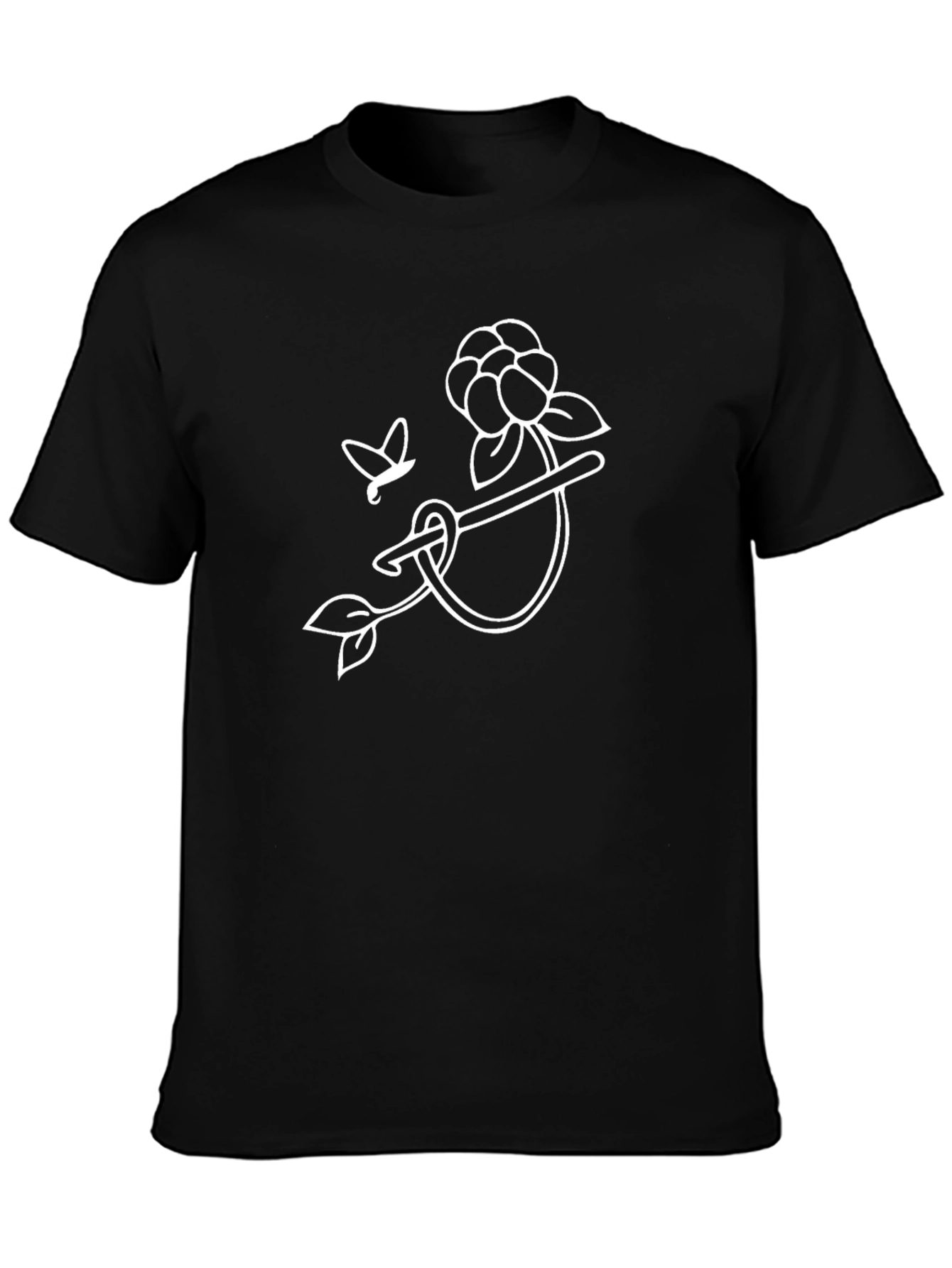 Black Crochet Hook Flower T-Shirt