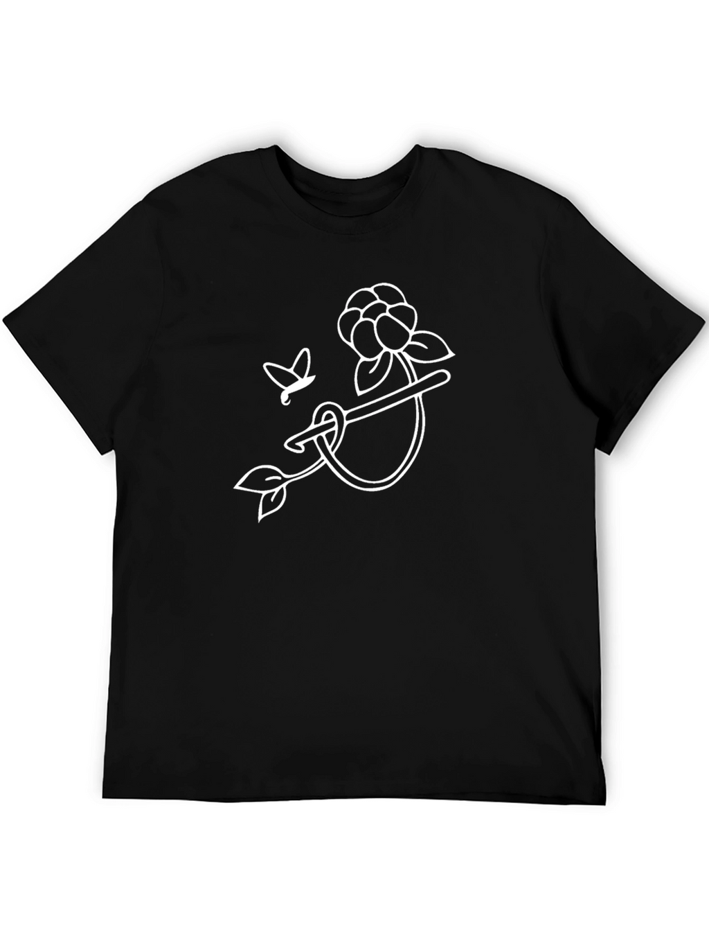 Black Crochet Hook Flower T-Shirt