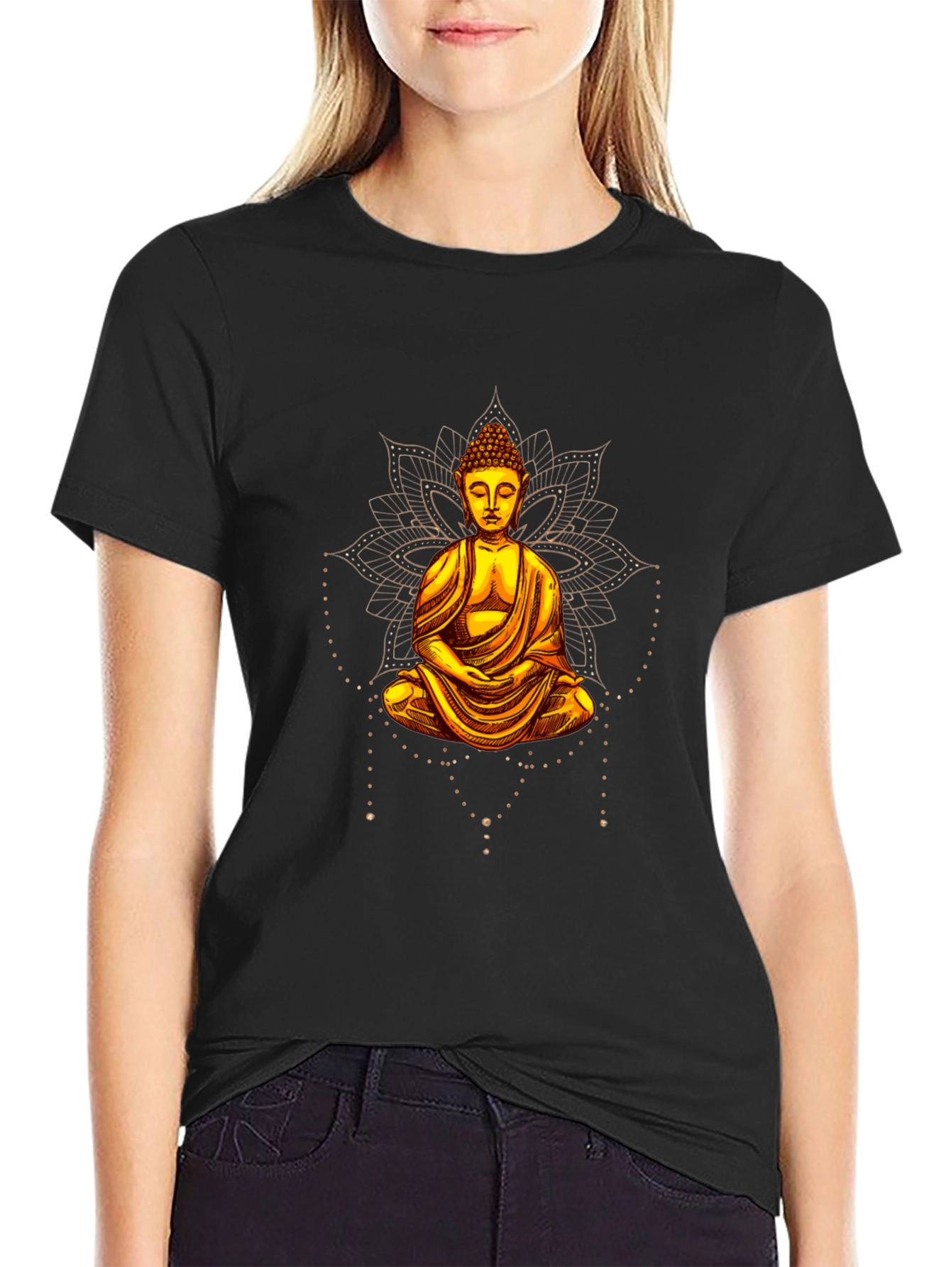 Buddha Graphic Print Black T-Shirt