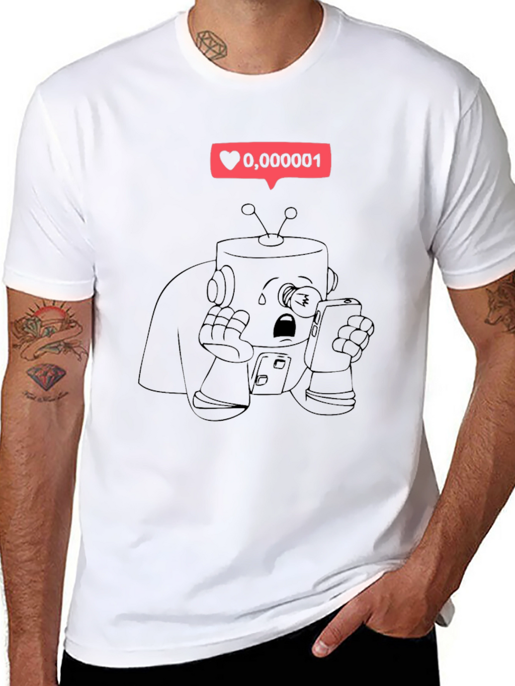 Sad Robot T-Shirt - Black Graphic Tee