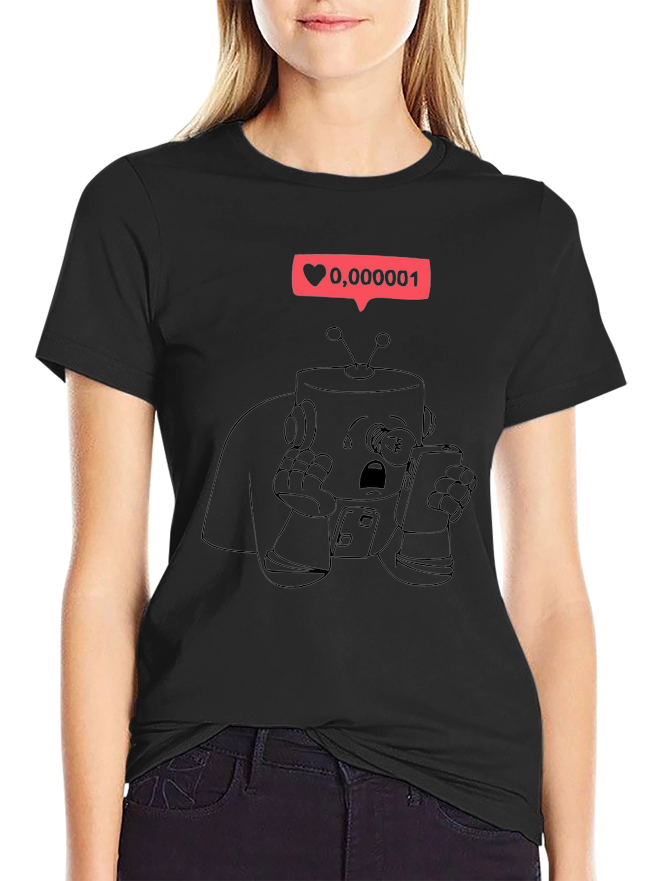 Sad Robot T-Shirt - Black Graphic Tee