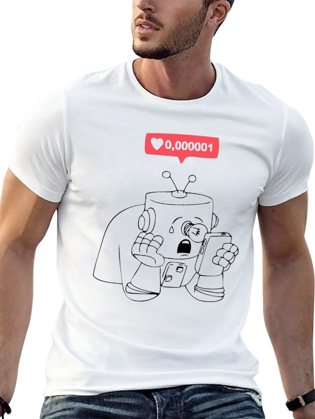 Sad Robot T-Shirt - Black Graphic Tee