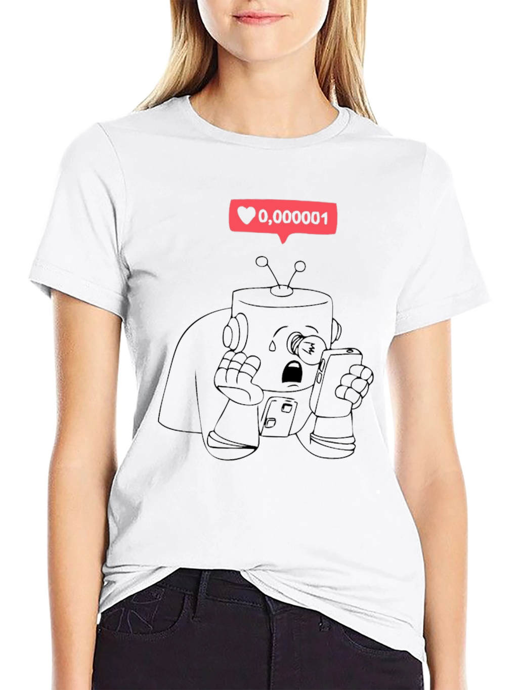 Sad Robot T-Shirt - Black Graphic Tee