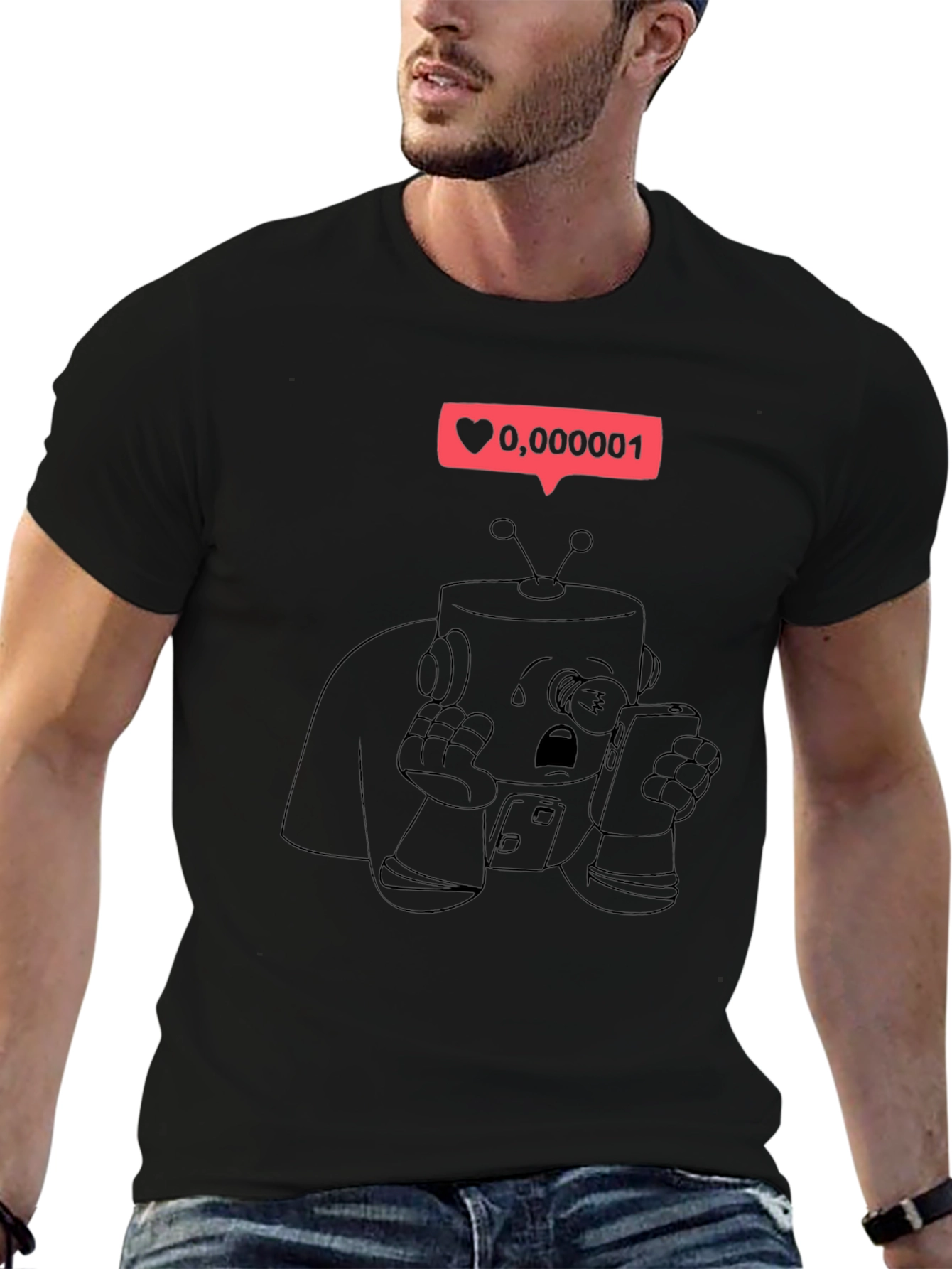 Sad Robot T-Shirt - Black Graphic Tee