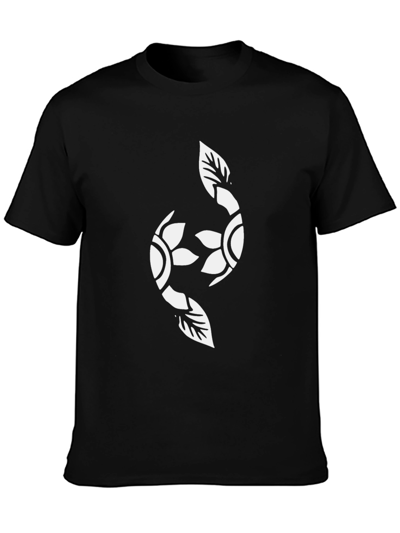 Black Graphic Tee with Floral Yin Yang