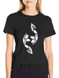 Black Graphic Tee with Floral Yin Yang