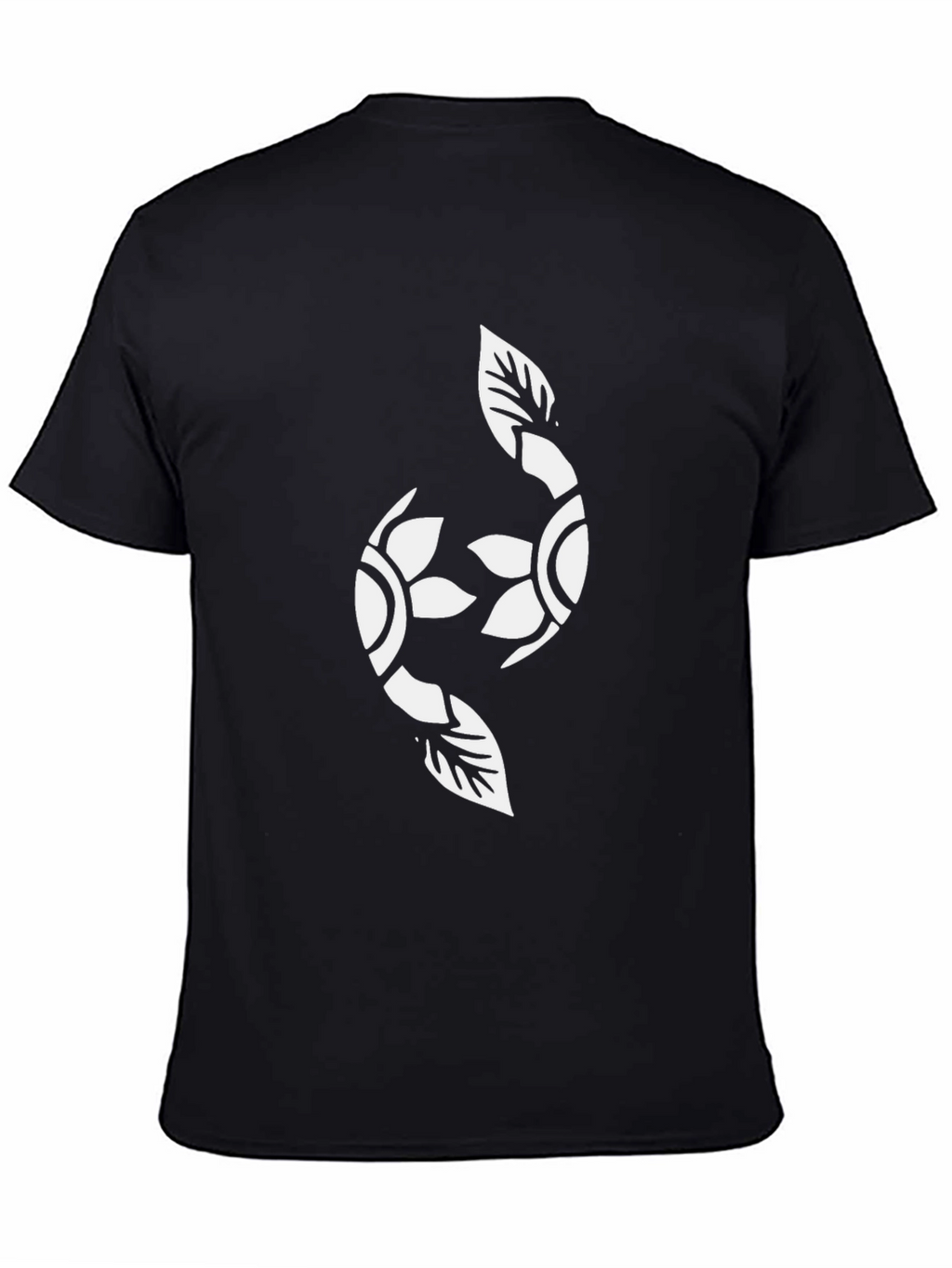 Black Graphic Tee with Floral Yin Yang