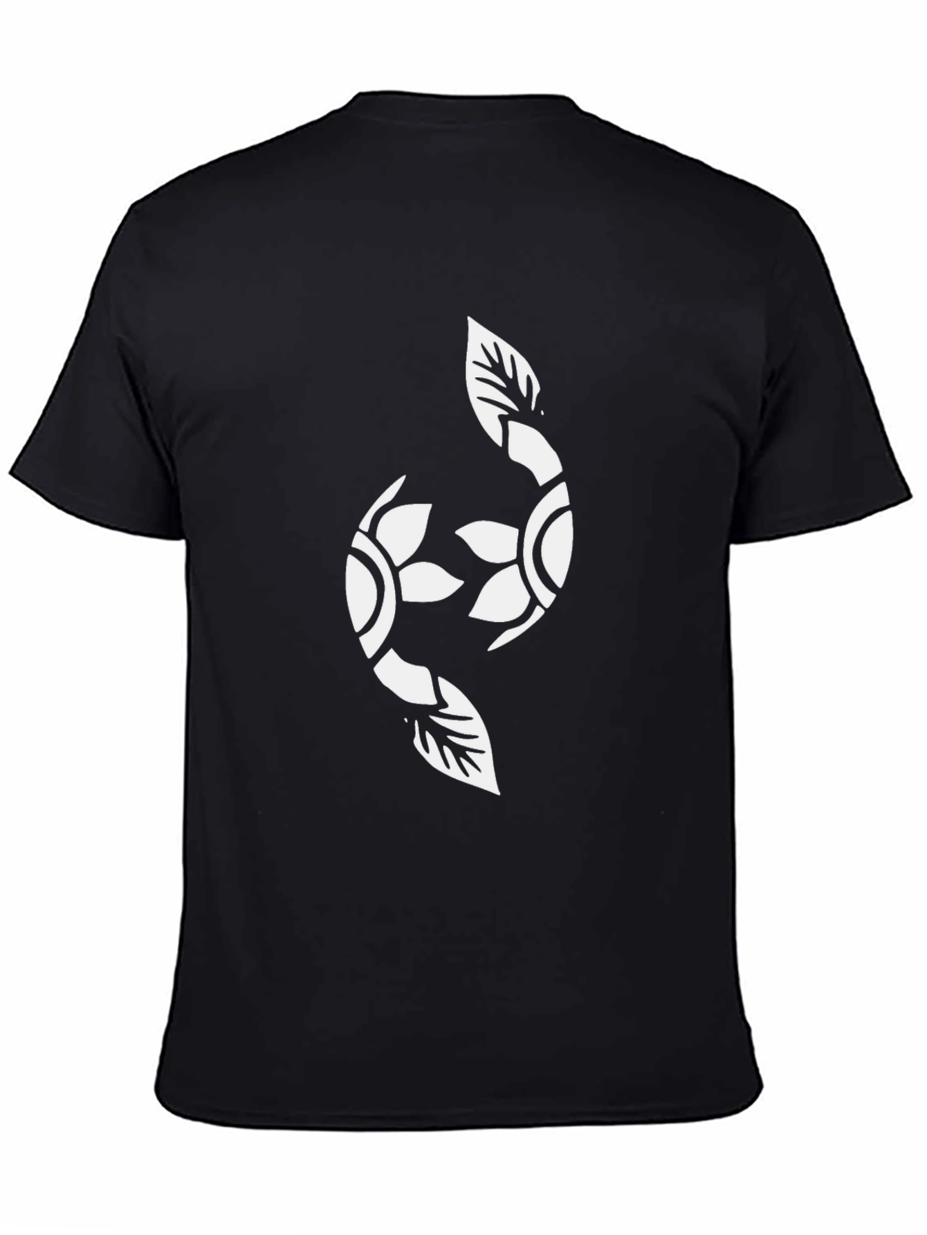 Black Graphic Tee with Floral Yin Yang