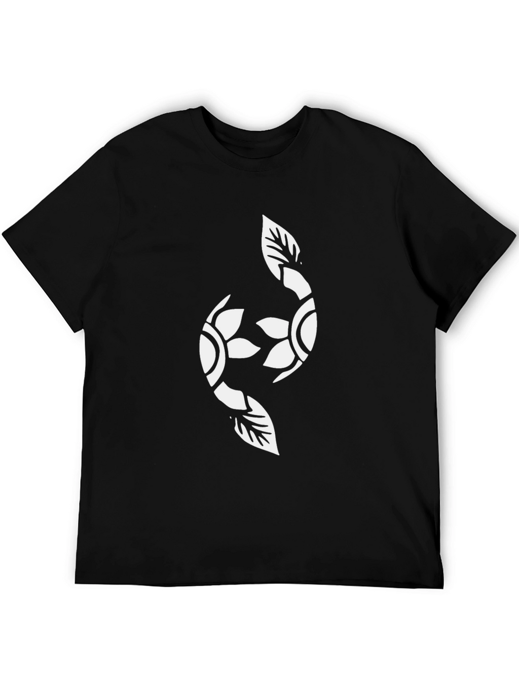 Black Graphic Tee with Floral Yin Yang