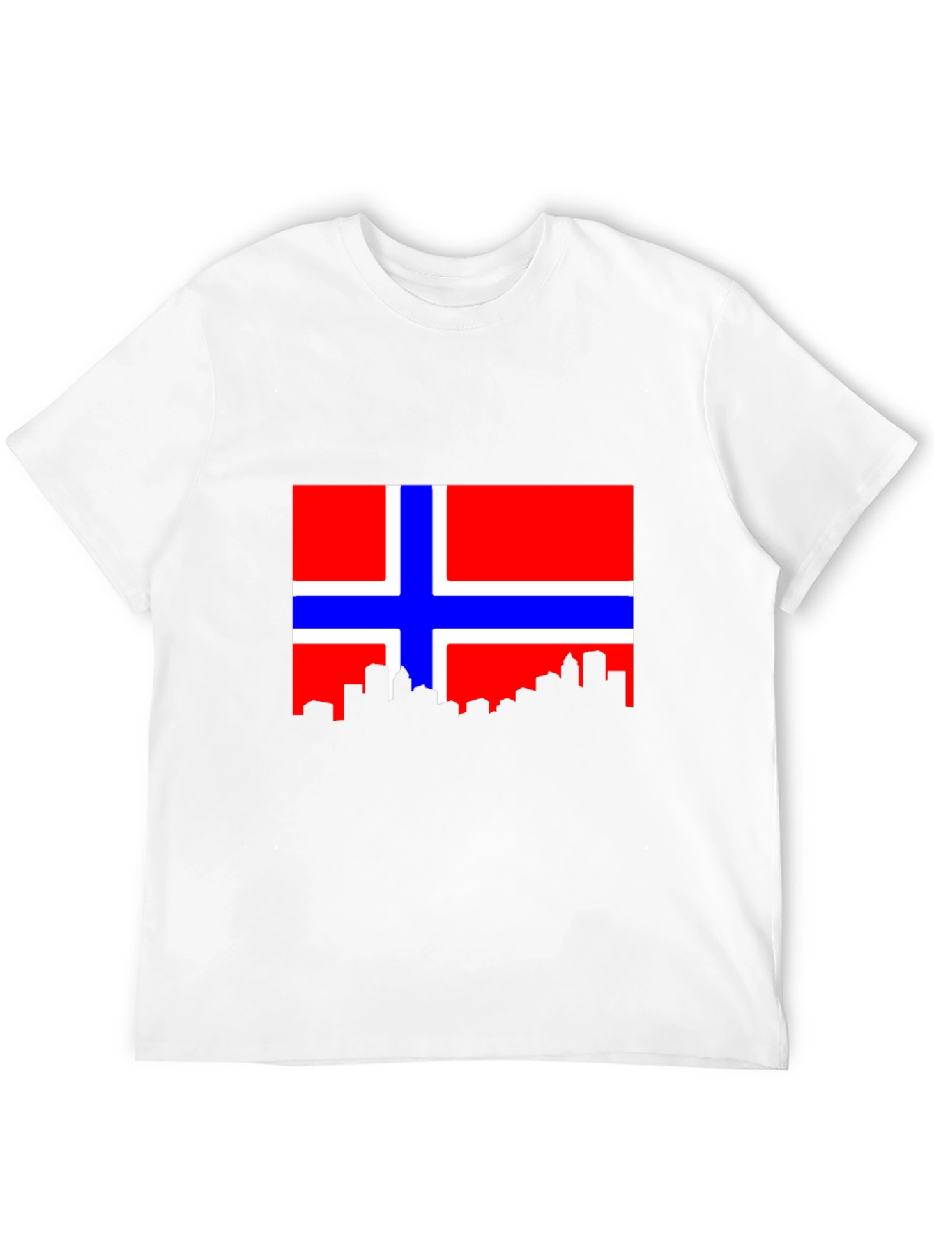 Norway Flag Skyline Black Tee Shirt