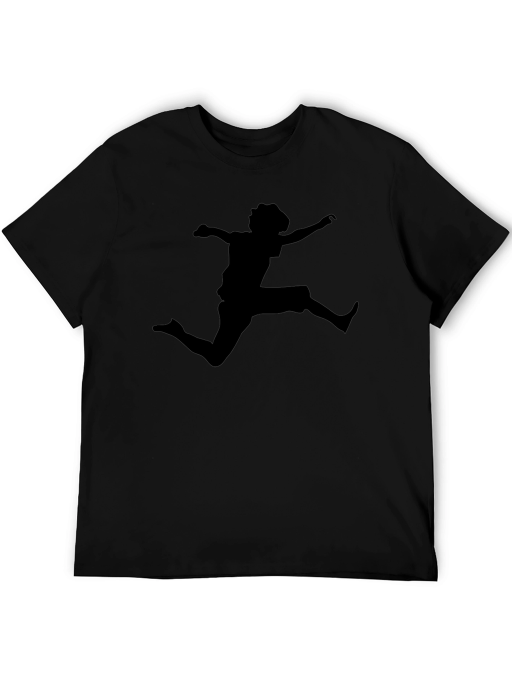 Black T-Shirt with Jumping Silhouette Design