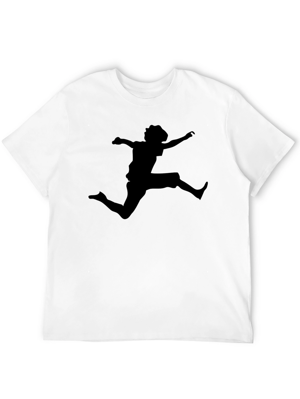 Black T-Shirt with Jumping Silhouette Design