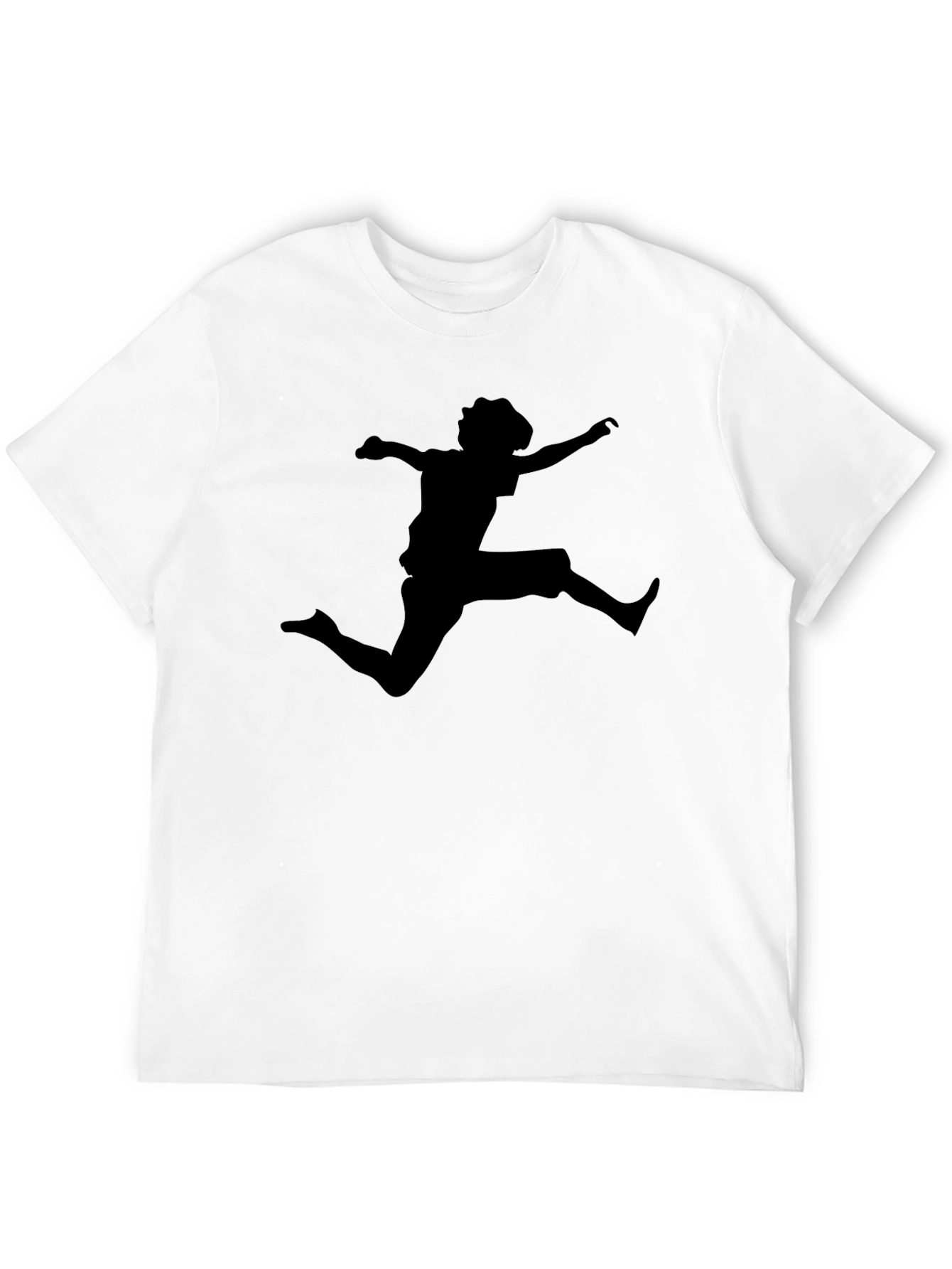 Black T-Shirt with Jumping Silhouette Design
