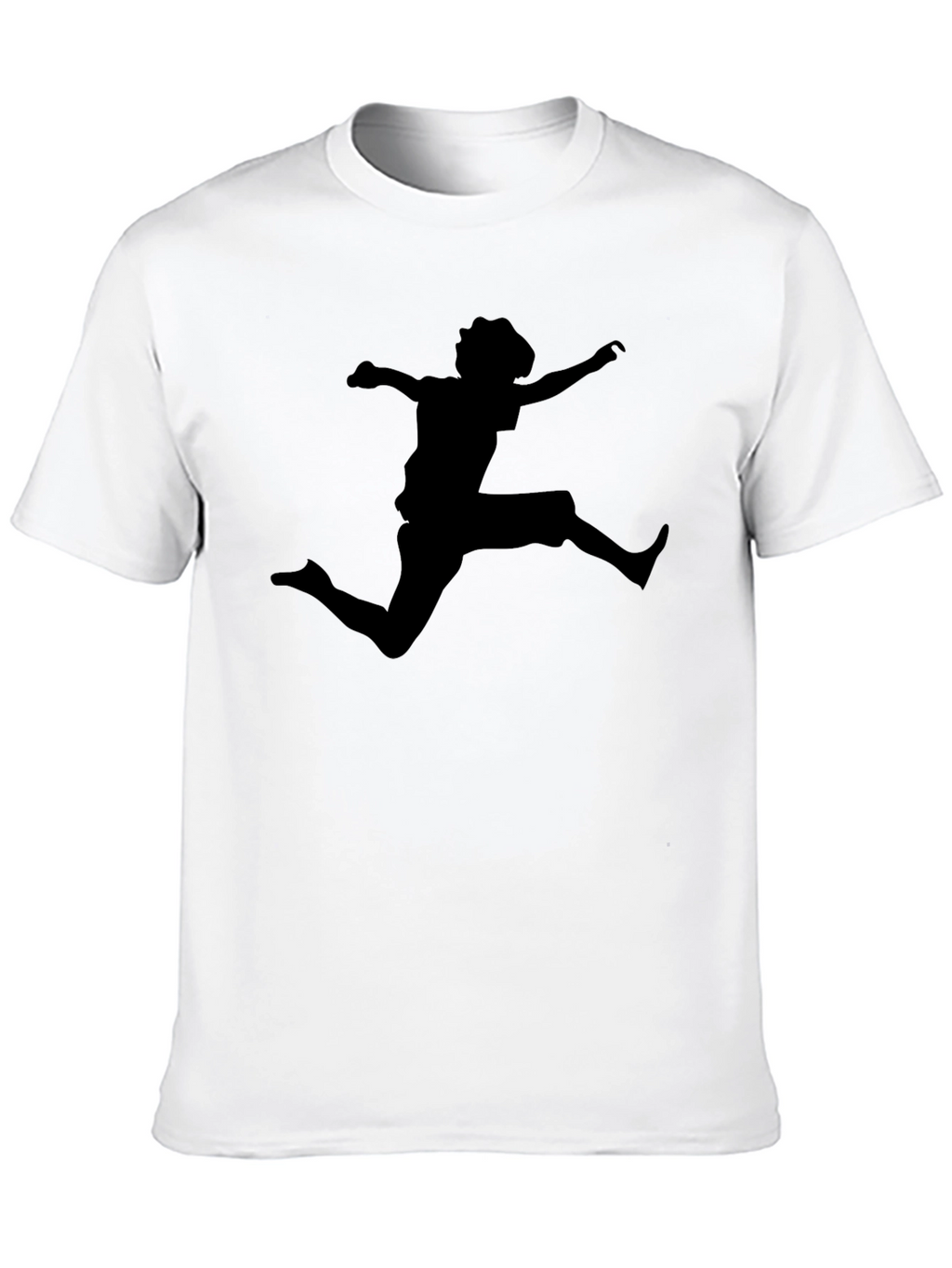 Black T-Shirt with Jumping Silhouette Design