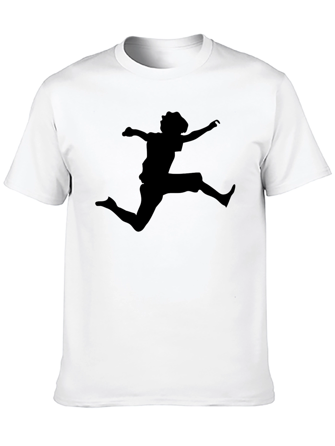 Black T-Shirt with Jumping Silhouette Design