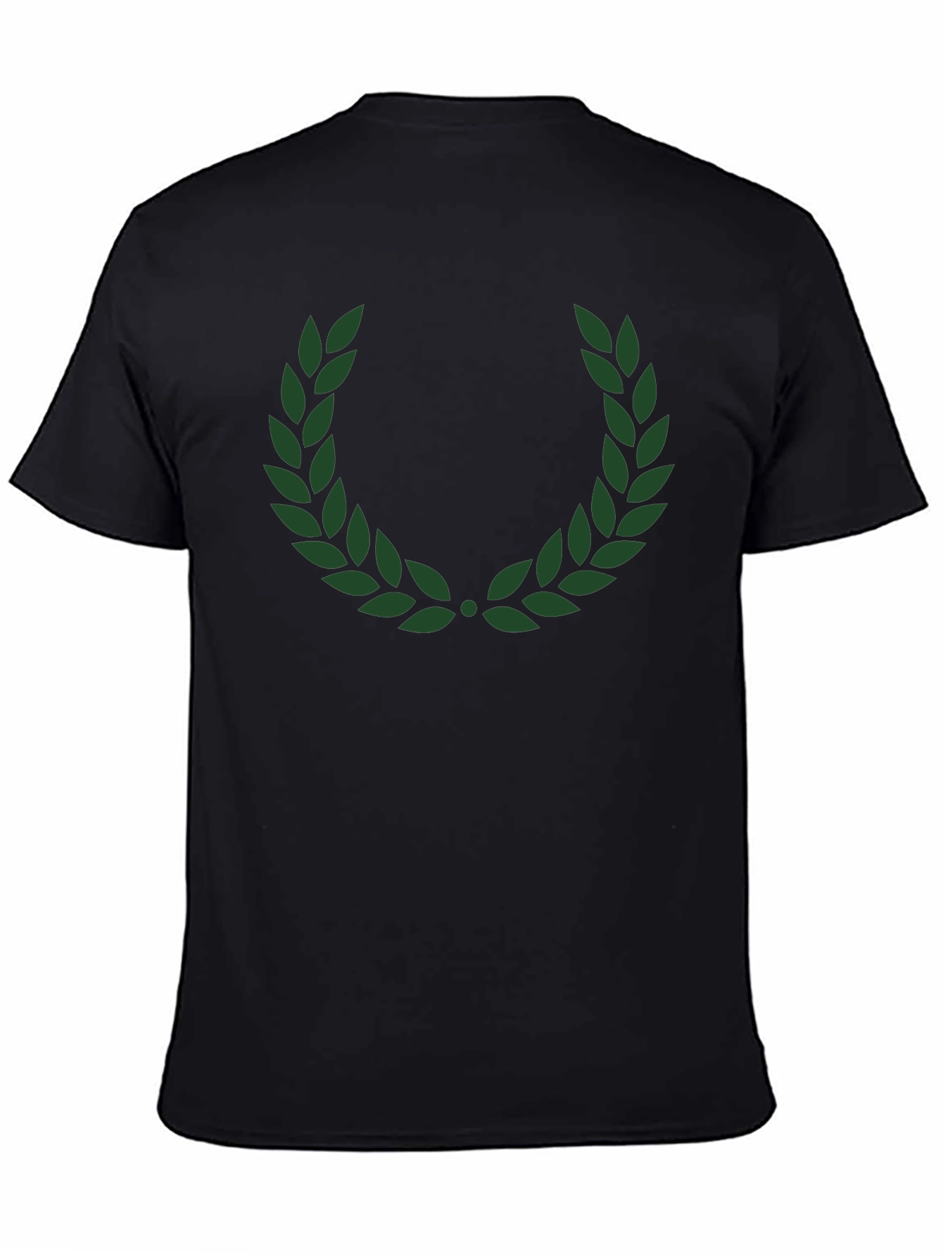 Mens Black T-Shirt with Green Laurel Wreath Design