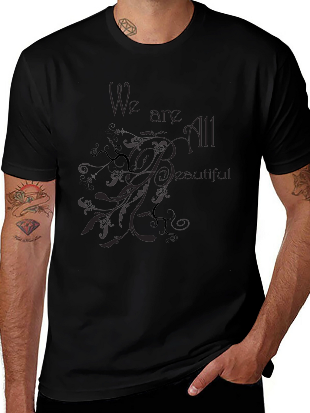 We are All Beautiful Black Graphic Tee