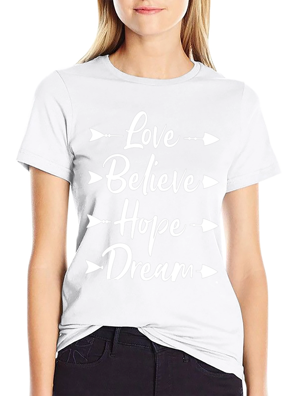Love Believe Hope Dream Arrow Graphic Tee - Black