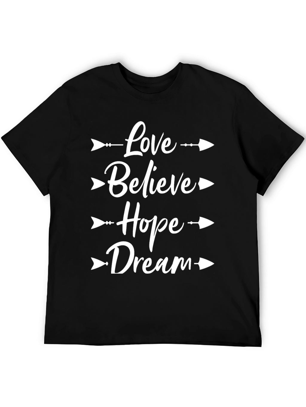 Love Believe Hope Dream Arrow Graphic Tee - Black