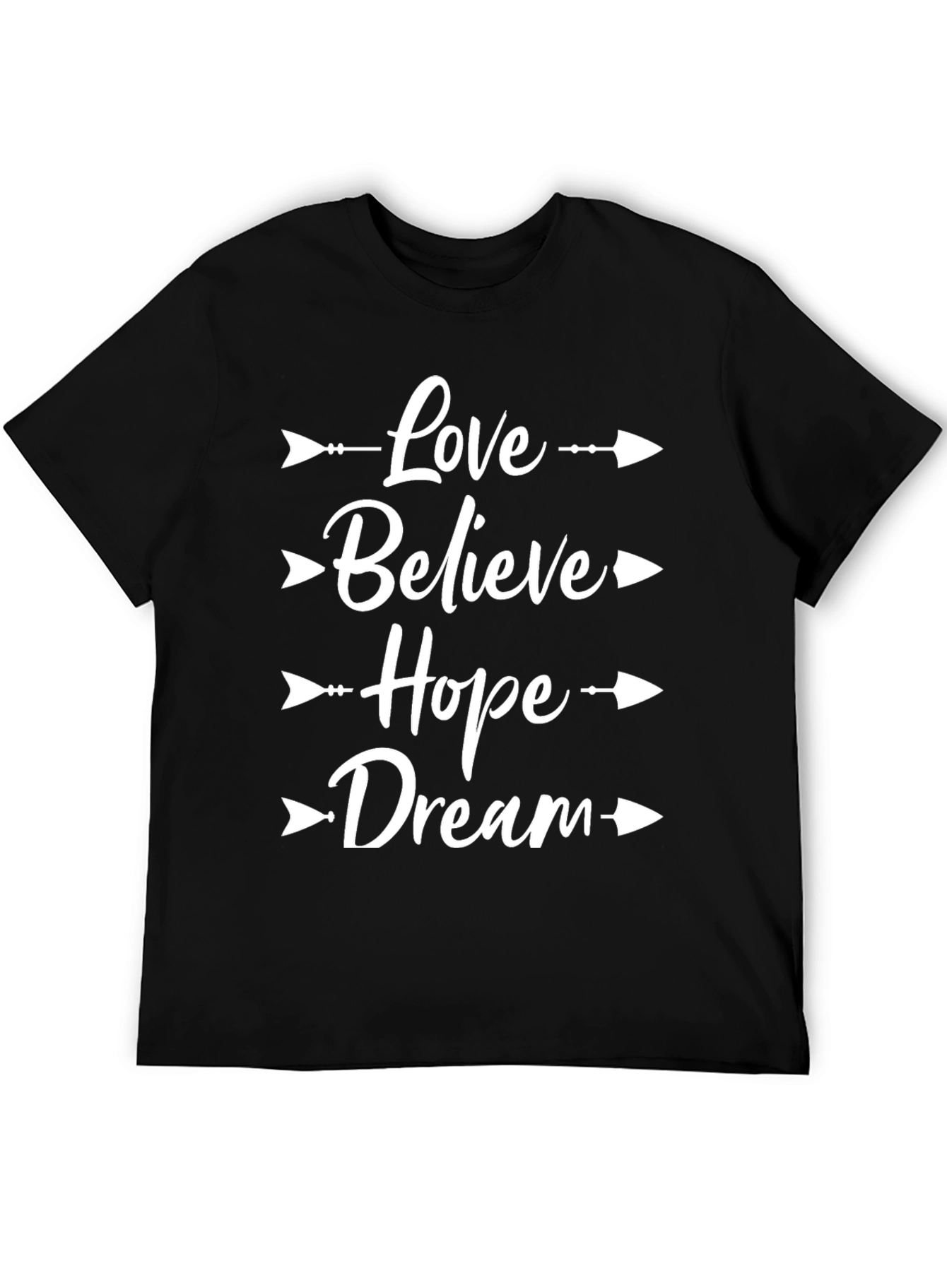 Love Believe Hope Dream Arrow Graphic Tee - Black