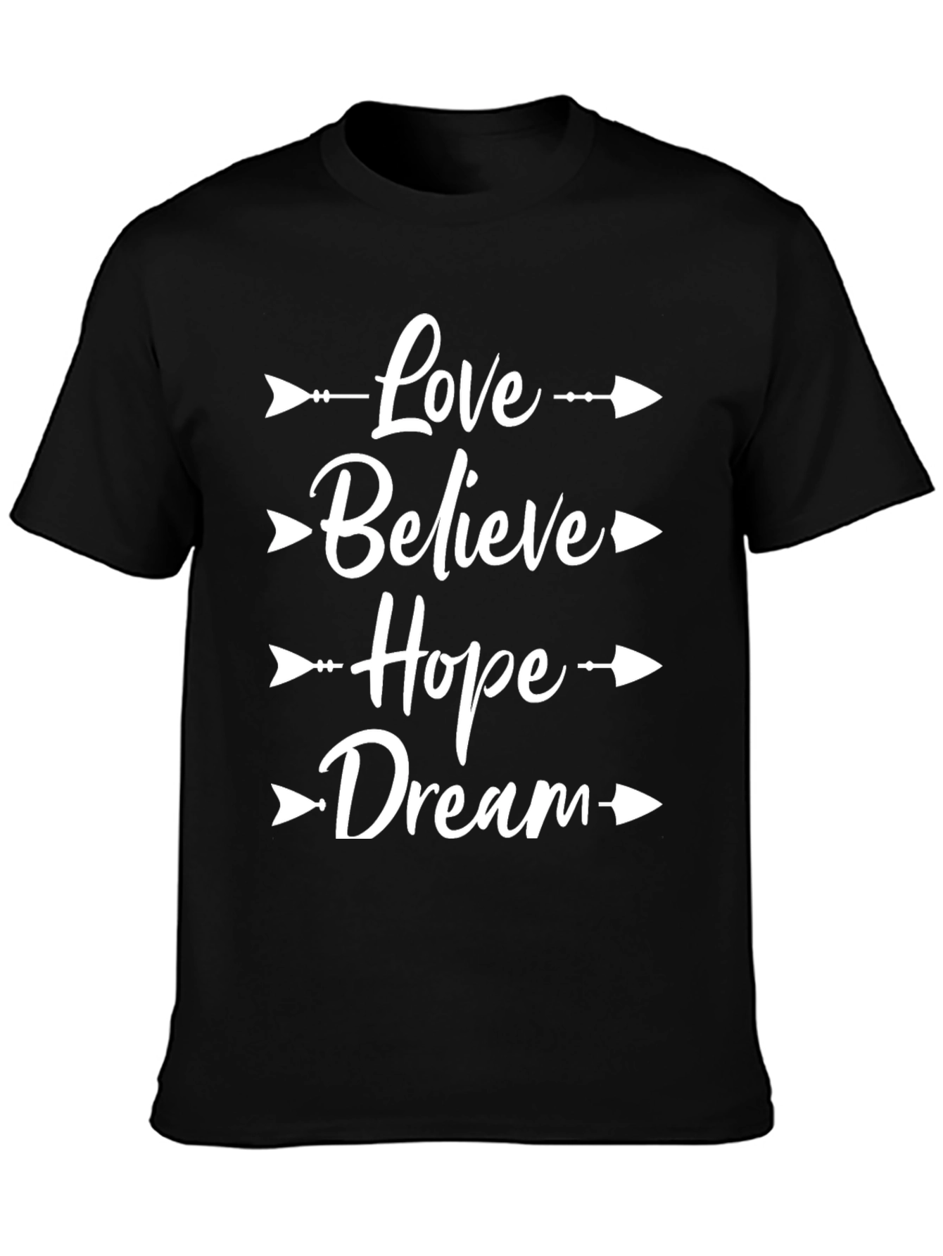 Love Believe Hope Dream Arrow Graphic Tee - Black