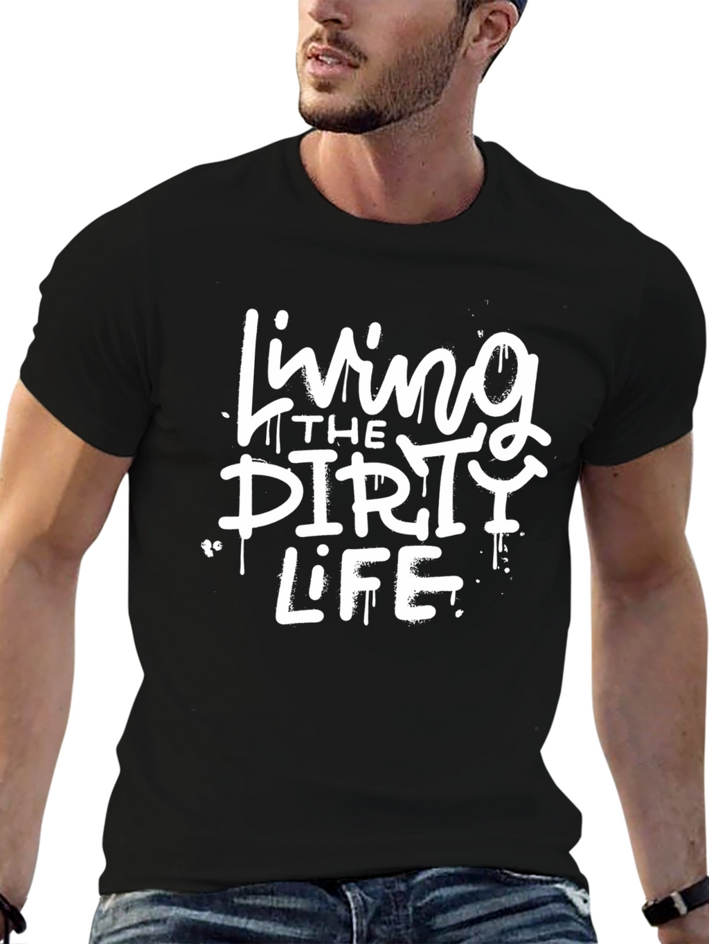 Living The Dirty Life Black Graphic Tee