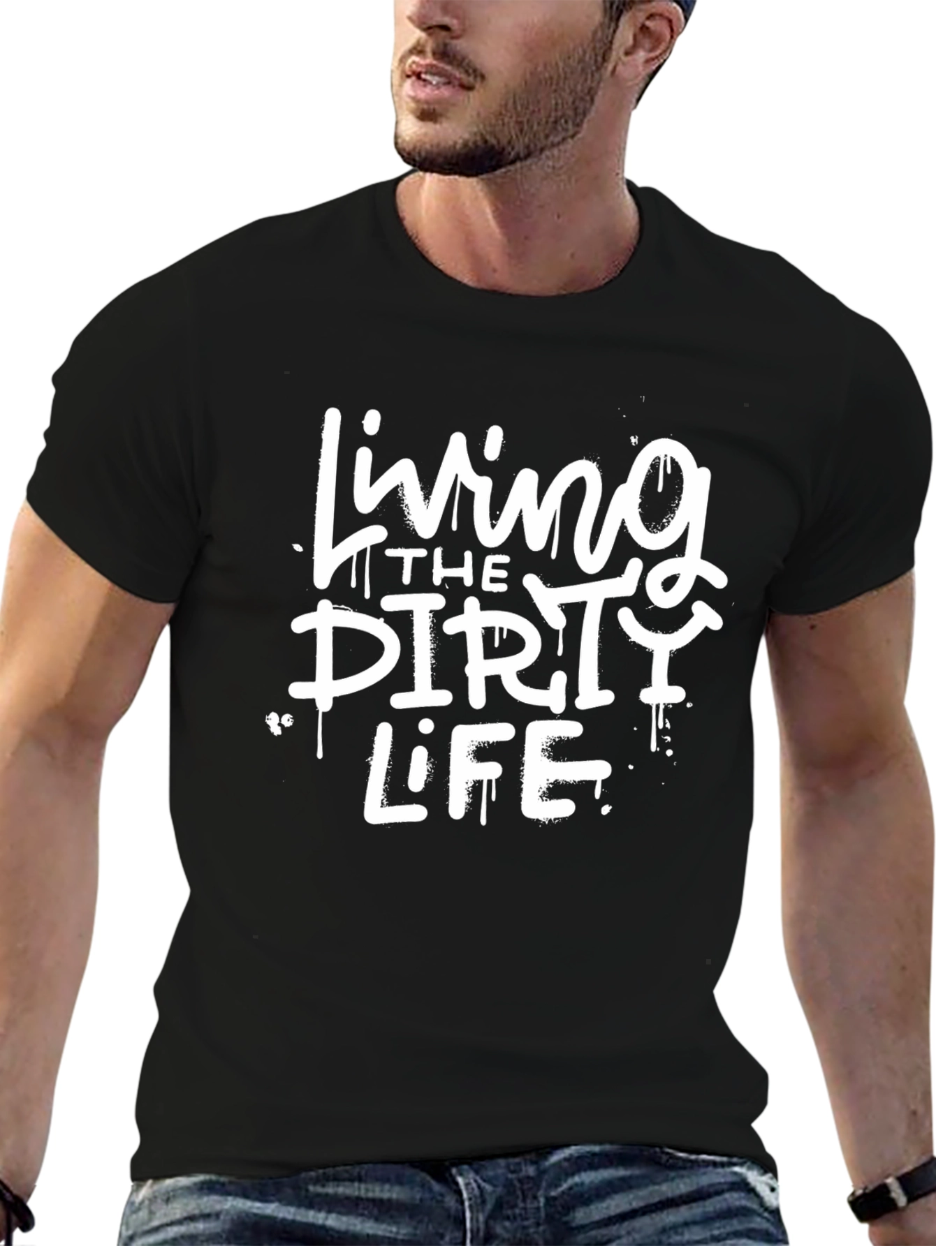 Living The Dirty Life Black Graphic Tee