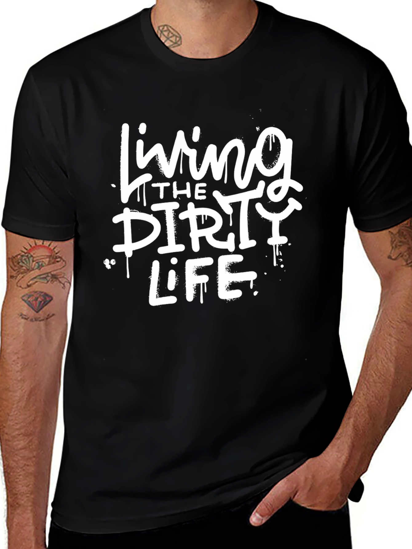 Living The Dirty Life Black Graphic Tee