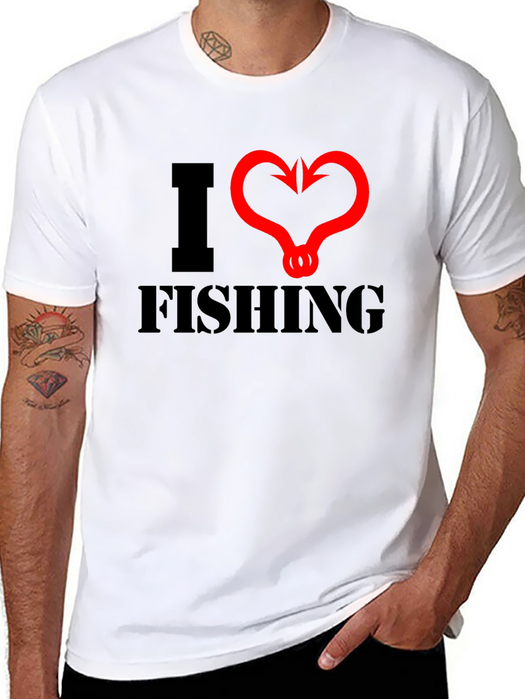 I Heart Fishing Graphic Tee - Black