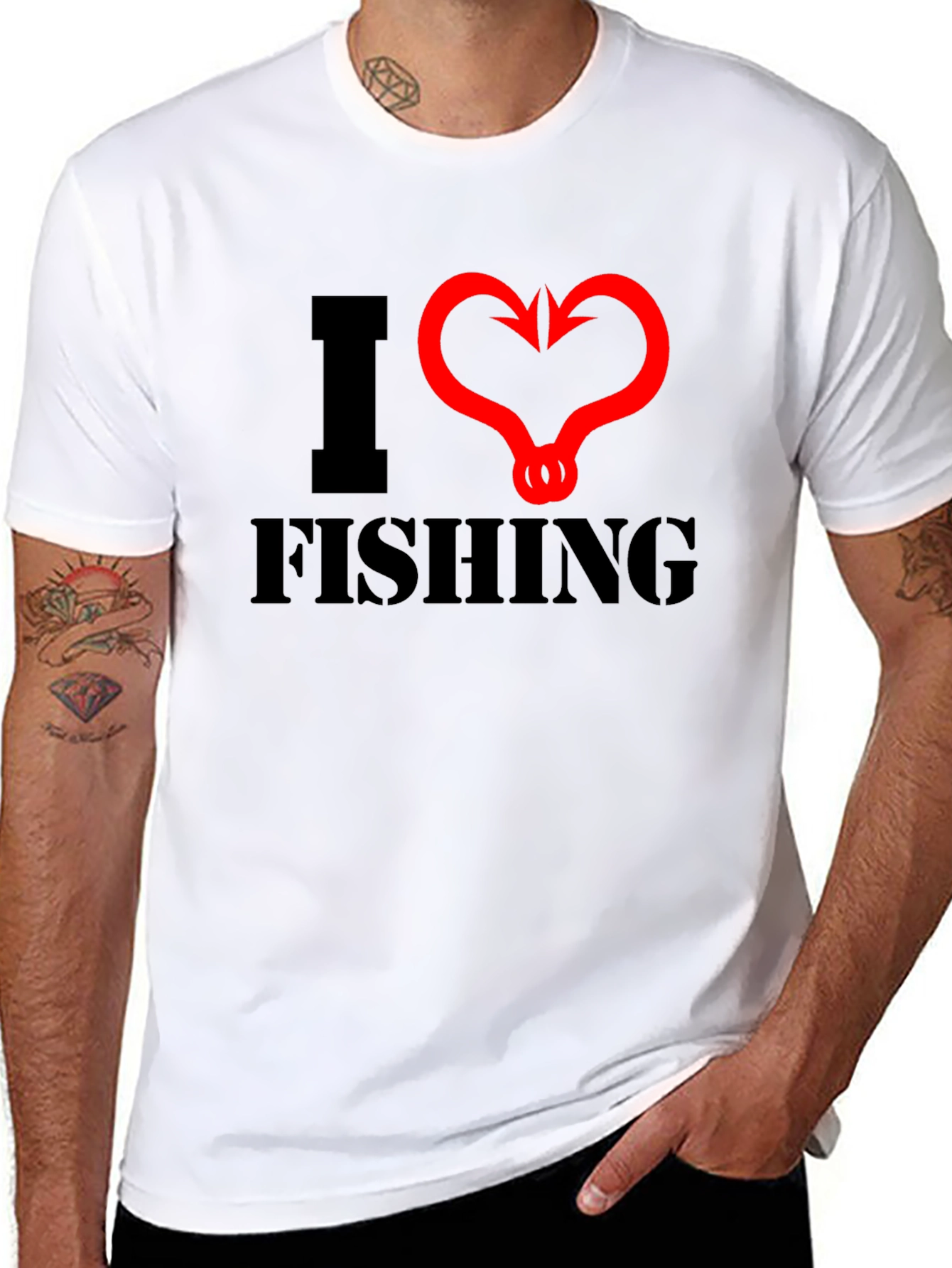 I Heart Fishing Graphic Tee - Black