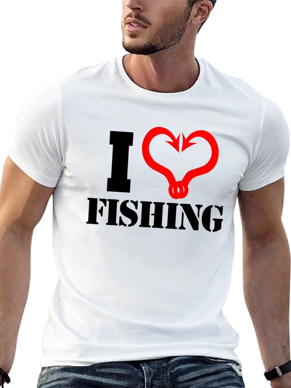 I Heart Fishing Graphic Tee - Black