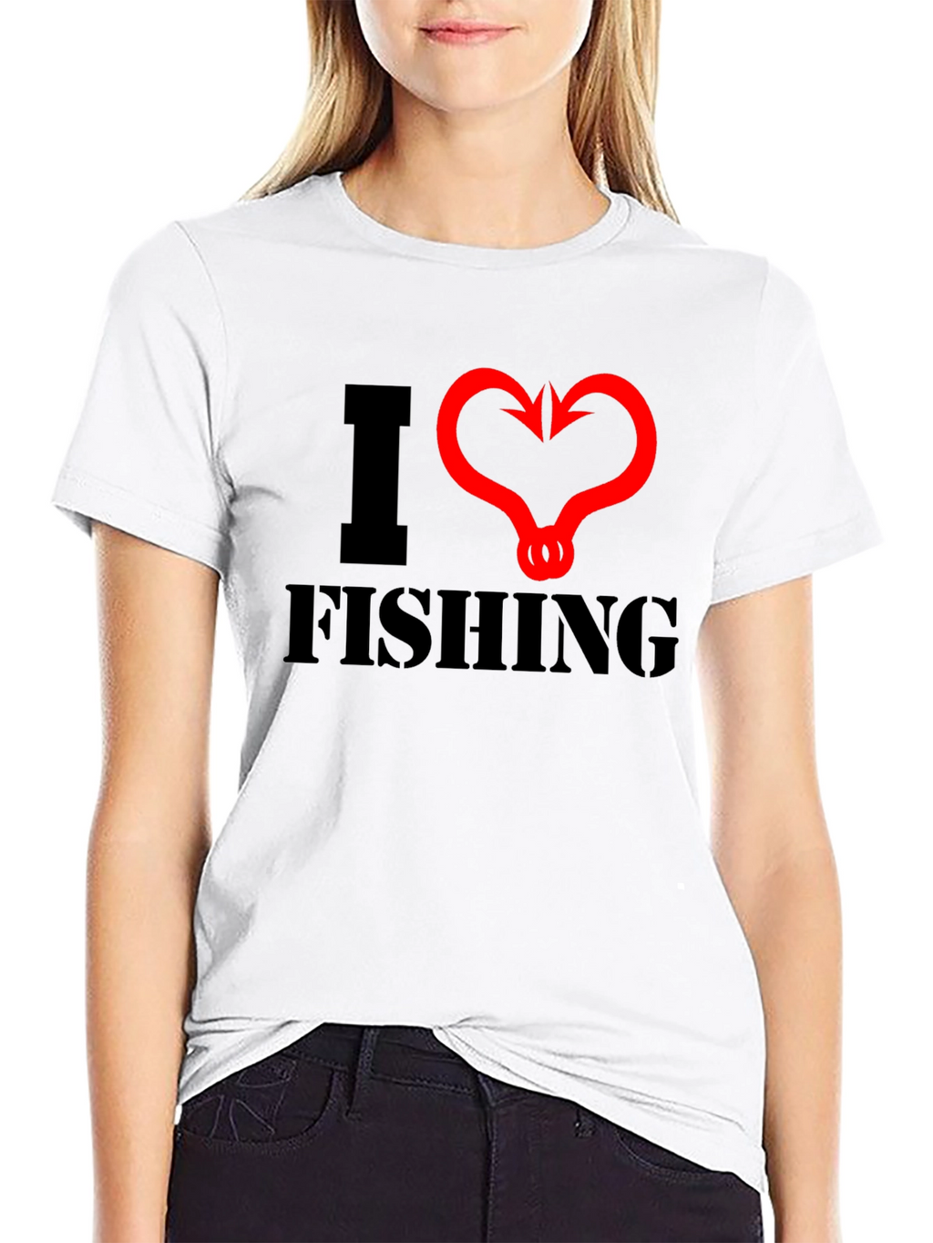 I Heart Fishing Graphic Tee - Black