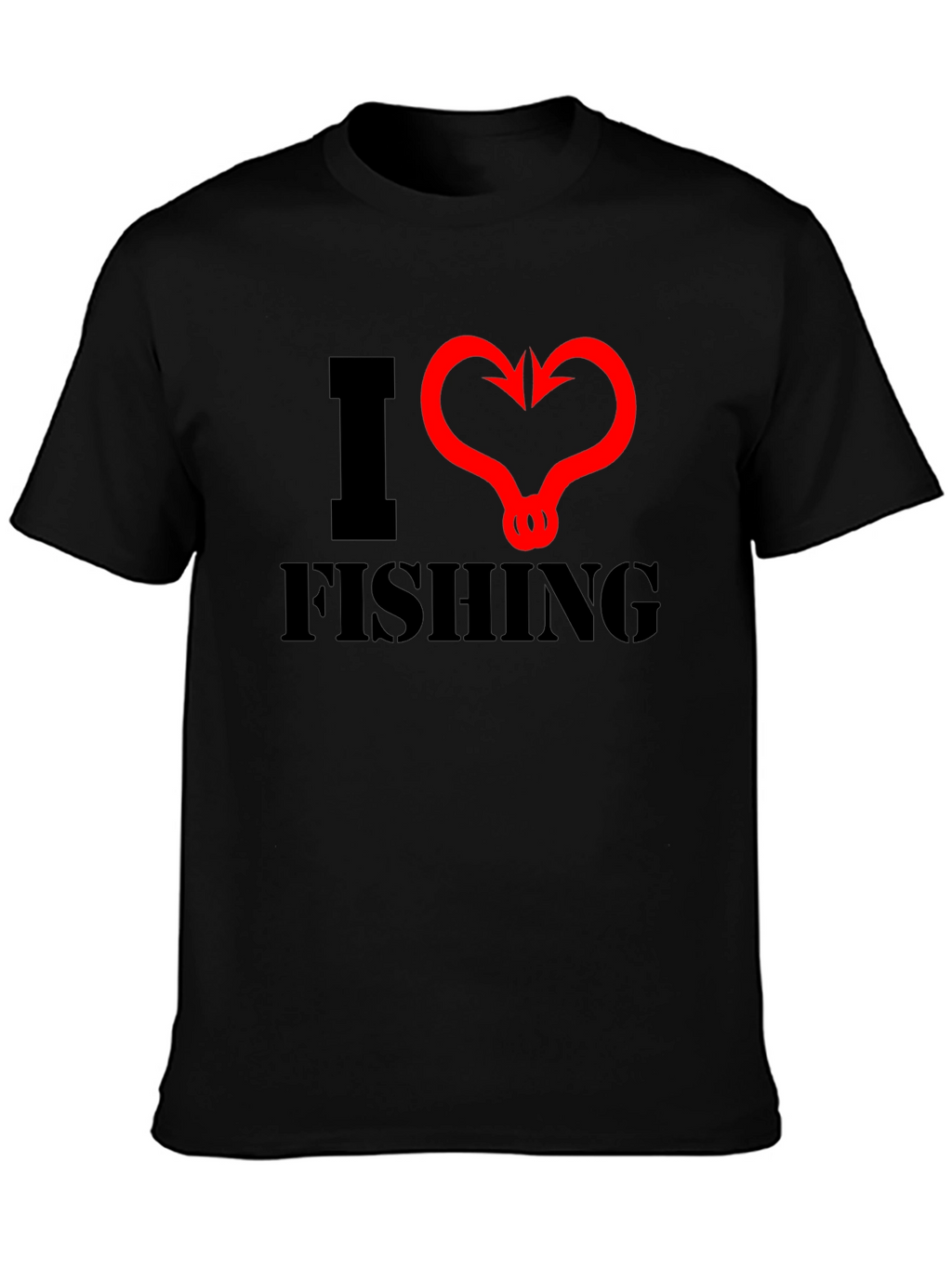 I Heart Fishing Graphic Tee - Black